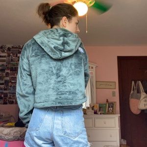 North Face cropped fleece hoodie